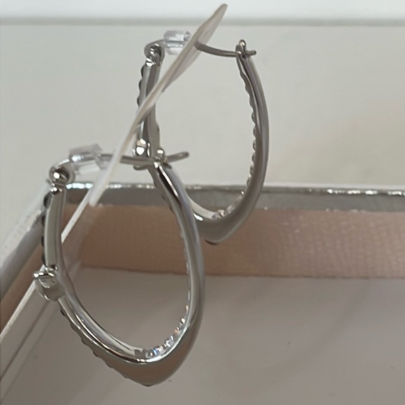 Chrystina Genuine Crystal Earrings Hoop Black Silver Sparkly NIB - Picture 4 of 6